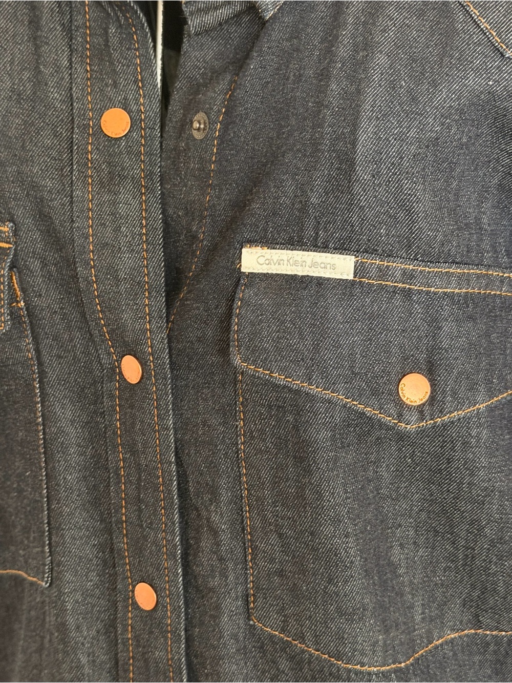 Calvin Klein Dark Denim Western Snap Front Shirt - Picture 3 of 9